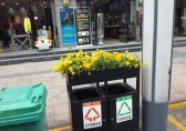 環衛分類垃圾桶上栽花，成為城市風景線