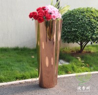 室內鏡面玫瑰金不銹鋼花盆組合
