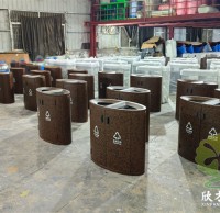 商業(yè)場所的清潔利器轉大理石紋兩連體垃圾桶